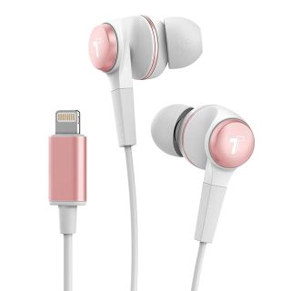 Thore iPhone Earphones (Apple MFi Certified) V120 in Ear Wired Lightning Earbuds (Sweat/Water Resistant) Headphones with Mic/Volume Remote for iPhone 12/13/14 Pro Max - Rose Gold