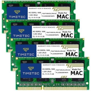 Timetec 32GB KIT(4x8GB) Compatible for Apple DDR3L 1600MHz PC3L-12800 CL11 for iMac (Mid 2011, Late 2012, Late 2013, Late 2014 Retina 5K, Mid 2015 Retina 5K) SODIMM Memory Module MAC RAM Upgrade