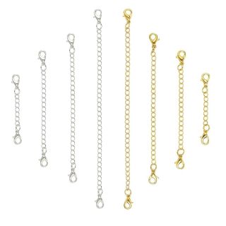 Tiparts 8 pcs Necklace Extender Bracelet Extender Gold Silver Chains Set with Lobster Clasps,Length: 6" 4" 3" 2"