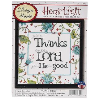 Tobin DW2792 Heartfelt Give Thanks Counted Cross Stitch Kit, 10 by 10-Inch, 14 Count