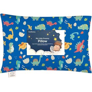 Toddler Pillow with Pillowcase - 13x18 My Little Dreamy Pillow, Organic Cotton Toddler Pillows for Sleeping, Kids Pillow, Travel Pillows, Mini Pillow, Nursery Pillow, Toddler Bed Pillow (DinoWorld)