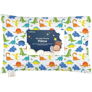 Toddler Pillow with Pillowcase - 13x18 My Little Dreamy Pillow, Organic Cotton Toddler Pillows for Sleeping, Kids Pillow, Travel Pillows, Mini Pillow, Nursery Pillow, Toddler Bed Pillow (Happy Dino)