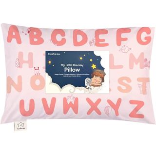 Toddler Pillow with Pillowcase - 13x18 My Little Dreamy Pillow, Organic Cotton Toddler Pillows for Sleeping, Kids Pillow, Travel Pillows,Mini Pillow,Nursery Pillow,Toddler Bed Pillow (KeaABC Sakura)