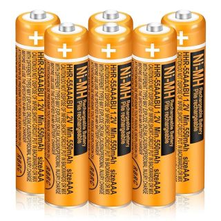 Triangle Power 6 Pack HHR-55AAABU 550mAh AAA Rechargeable Batteries for Panasonic Cordless Phones
