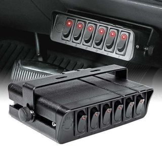 True Mods 6-Gang 12V Rocker Switch Box [40 Amp Max.] [12 AWG Wires][12 Volt DC] SPST On/Off Rocker Toggle Switch Panel Box for Auto Automotive Lights Car Marine Boat Truck Vehicles & More