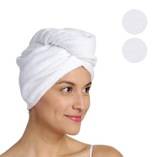 Turbie Twist 2-Pack Microfiber Hair Towel for Beauty, Travel, Gifting - Hair Wrap Turban for Straight, Wavy & Curly Hair - Premium Hair Care - White & White