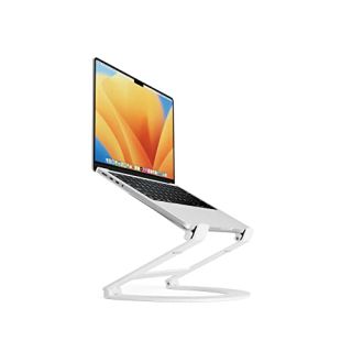 Twelve South Curve Flex | Ergonomic Height & Angle Adjustable Aluminum Laptop/MacBook Stand/Riser, fits 10"-17", folds flat for portability -travel pouch included, matte white