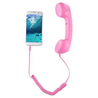 UKCOCO 3.5mm Universal Retro Telephone Handset,Holding A Cell Phone for Phone,Anti Radiation Receivers for Phone(Pink)