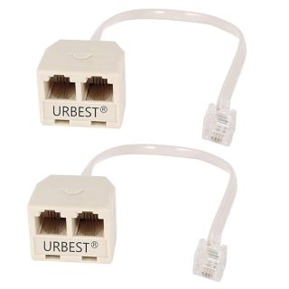 URBEST 2 PCS RJ11 Male to Female Two Way Telephone Splitter Converter Cable