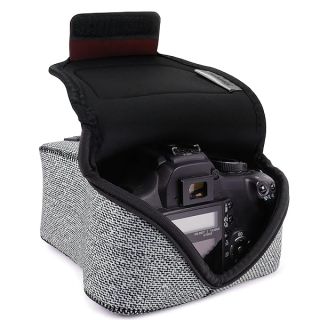 USA GEAR DSLR Camera Sleeve - Neoprene Protection & Accessory Storage for Canon & Nikon - Grey Holster with Belt Loop