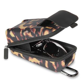 USA GEAR Glasses Case Semi Hard Shell - Sunglasses Case/Safety Glasses Case Compatible with Sunglasses, Safety Glasses and More - Rugged Hard Glasses Case with Belt Loop and Carabiner - Tortoise Shell