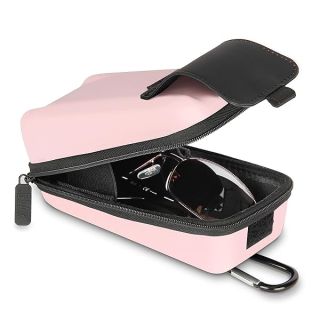 USA Gear Glasses Case Semi Hard Shell - Sunglasses Case/Safety Glasses Case Compatible with Sunglasses, Safety Glasses and More - Rugged Hard Glasses Case with Belt Loop and Carabiner - Pink