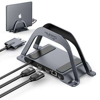 USB C Docking Station for MacBook Pro/Air - Dual HDMI, PD3.0, Ethernet, USB Hub & Vertical Stand