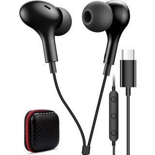 Magnetic USB C Headphones: Noise-Canceling In-Ear Earbuds for Samsung, iPhone & Pixel with Mic & Bass Stereo