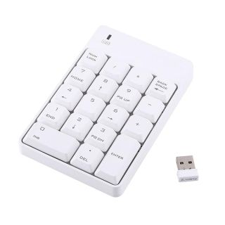 USB Numeric Keypad Keyboard for Mac Laptop Notebook Desktop PC, Portable Mini 18 Keys Numpad 2.4GHz USB Number Pad with Receiver(White)