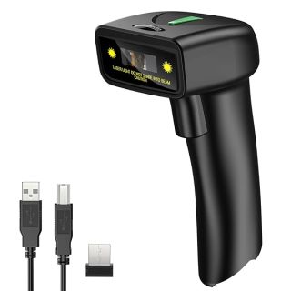 USB Wireless 1D Barcode Scanner,Symcode Handheld Laser Barcode Reader Scanner(2.4GHz Wireless & USB2.0 Wired) with Receiver Storage of up to 10000 Code