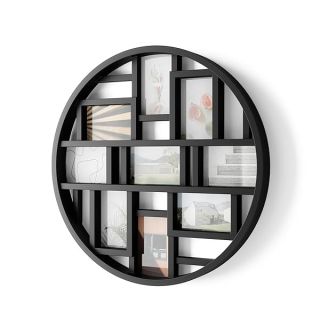 Umbra Luna Collage Picture Frame Holds Nine 4x6" Photos, Large 22-Inch Diameter, Black