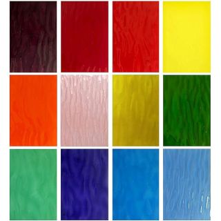 "Unicoshape 12 Stained Glass Sheets Pack - 6x4" Cathedral Art Glass for Crafts & Mosaic Projects"