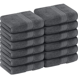 Utopia Towels 12 Pack Premium Wash Cloths Set (12 x 12 Inches) 100% Cotton Ring Spun, Highly Absorbent and Soft Feel Washcloths for Bathroom, Spa, Gym, and Face Towel (Grey)