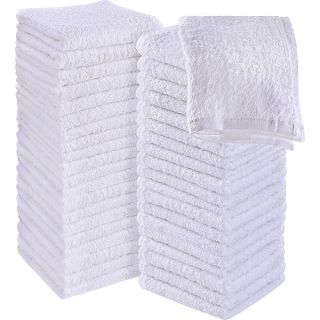 Utopia Towels Cotton Washcloths Set - 100% Ring Spun Cotton, Premium Quality Flannel Face Cloths, Highly Absorbent and Soft Feel Fingertip Towels (60 Pack, White)