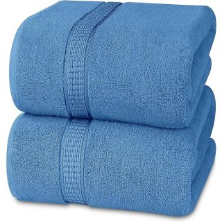 Utopia Towels - Luxurious Jumbo Bath Sheet 2 Piece - 600 GSM (35X70 Inches) 100% Ring Spun Cotton - Highly Absorbent and Quick Dry Extra Large Bath Towel - Super Soft Quality Towel (Electric Blue)