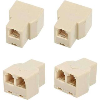 Uvital RJ12 6P6C Telephone Splitters - 1 Female to 2 Female Landline Connectors (Yellow, 4 Pack) for Easy Phone Line Sharing
