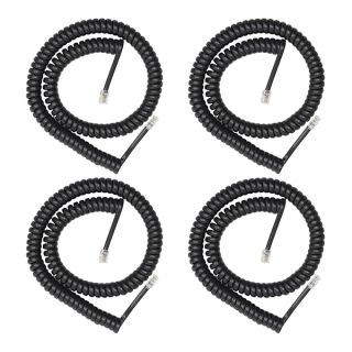 Uvital Coiled Telephone Handset Cable Cord 0.72-4.5ft - RJ9/RJ10/RJ22 (Black, 4 Pack) for Landline Phones