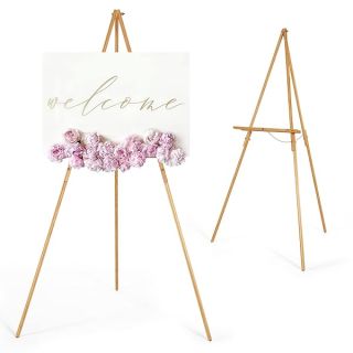 "VISWIN 63" Wooden Easel Stand - Tripod Display for Wedding Signs, Posters & Canvas Art - Natural Finish with Tray"