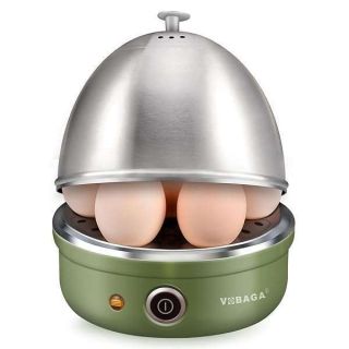 VOBAGA Electric Egg Cooker, Rapid Egg Boiler with Auto Shut Off for Soft, Medium, Hard Boiled, Poached, Steamed Eggs, Vegetables and Dumplings, Stainless Steel Tray with 7-Egg Capacity (Green)