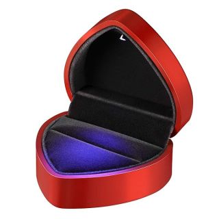 VOSAREA LED Lighted Heart Shape Storage Proposal Ring Box Case Container for Proposal Engagement Wedding Anniversay Valentines Day (Red)