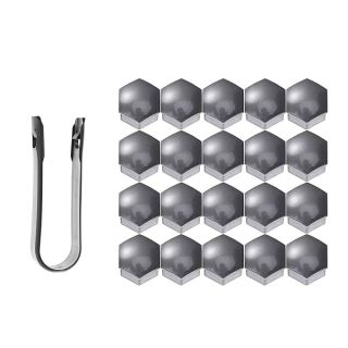 VOSAREA 21 in 1 Hexagonal Wheel Lug Nut Covers Bolts Covers Screw Protect Caps 21mm with Clips (Grey)