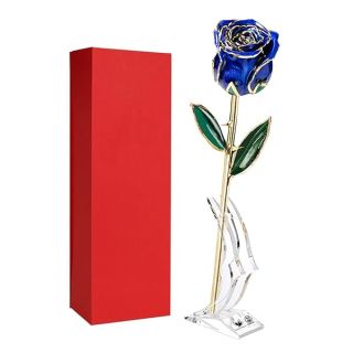 Valentine Gift for Her, 24k Gold Rose, Gold Plated Dipped Rose Everlasting Long Stem Real Rose, I love you Gifts for Her, Gift Boxes for Presents, Romantic Gift Anniversary Birthday Mothers Day