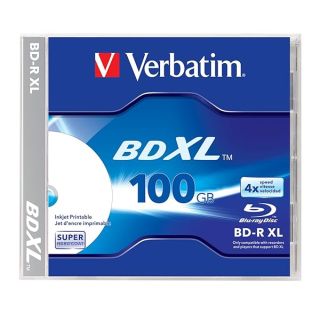 Verbatim BDXL 100GB 4X White Inkjet Printable, Hub Printable - 1pk Jewel Case, 43790