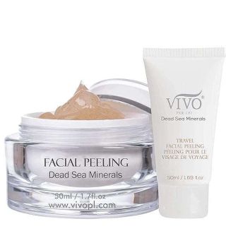 Vivo Per Lei Facial Peeling Gel - Contains Dead Sea Minerals and Nut Shell Powder - Gentle Face Exfoliator Scrub and Blackhead Remover - Peel Your Skin to a Fresher You - 3.4 Fl. Oz.