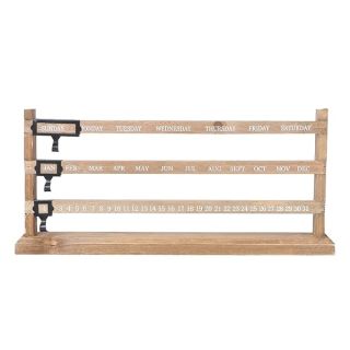 Vosarea Perpetual Desk Calendar: Stylish Sliding Wooden Calendar for Home Decor