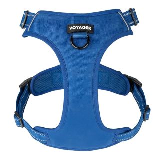 Voyager Dog Harness Dual Leash Attachment No-Pull Control Adjustable Soft but Strong Pet Harness for Medium and Large Dogs with 3M Reflective Technology - Royal Blue Lattice, L (Chest: 25 - 30")