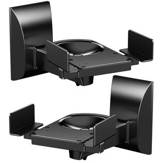 WALI Speaker Wall Mounts, Dual Side Clamping Bookshelf Mounting Bracket for Large Surrounding Sound Speakers, Hold up to 55 lbs. (SWM201), 1 Pair, Black