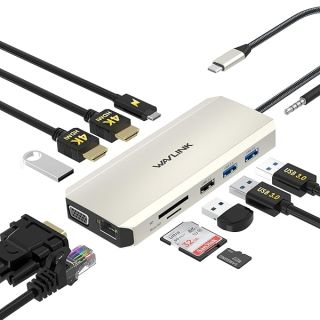 WAVLINK USB C Docking Station: Dual Monitor Hub for Dell, HP, Lenovo, MacBook - 100W PD, 5 USB, HDMI, VGA, Ethernet & Card Reader