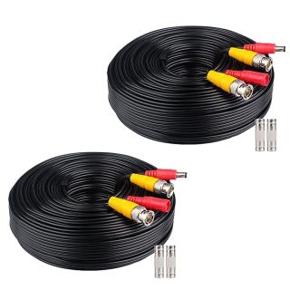 WILDHD BNC Cable,2x200ft All-in-One Siamese Video and Power Security Camera Cable Wire, BNC Extension Cable with 2 Female Connectors for All Max 5MP HD CCTV DVR Surveillance System (200ft 2PCS,Black)