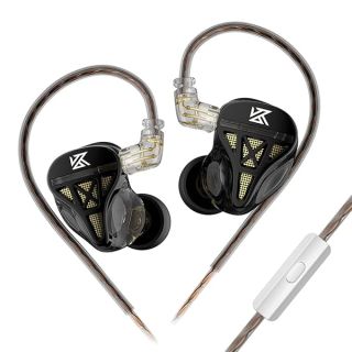 WJLYP KZ DQS HiFi Metal Dynamic Earphone Semi-Open DJ Music Headset in Ear Sports Running Headphone (Black, with Mic)