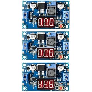 WWZMDiB LM2596 Voltage Regulator: 3Pcs DC-DC Buck Converter 3.2-35V to 1.25-30V with LED Display
