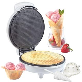 Waffle Cone and Bowl Maker for Homemade Ice Cream Cones - Includes Shaper Roller & Bowl Press - Electric Nonstick Waffler Iron Machine, Holiday Dessert Fun, Unique Christmas Gift Treat for Kids Adults