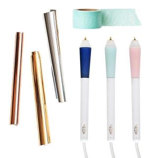 We R Memory Keepers Foil Quill Tool Freestyle Starter Kit, Includes Fine, Standard, and Bold Tip Pens, Foil Rolls in Gold, Silver, Copper, and Placement Tape DIY Scrapbooks, Journals, Planners, Cards