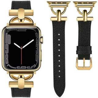 Wearlizer Leather Band Compatible with Apple Watch Bands Women 42mm 44mm 45mm 46mm 49mm Ultra 2, Dressy Fancy Leather Strap D-Shape Metal Buckle for iWatch Bands Series 10 9 8 SE 7 6 5 4 3 2 1