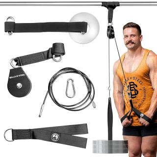 Weight Pulley System [Bells of Steel] Workout Pulley System for Cable Machine Home Gym, LAT Pulldown Attachments, Cable Pulley System Tricep Pull Down Attachment, 440lb Capacity Exercise Pulley