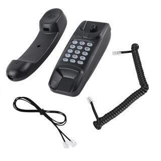 Wendry Corded Wall Mount Telephone - No Caller ID, Last Number Redial, Ideal for Home & Hotels (Black)