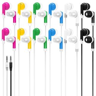 Bulk Kids Earbud Headphones - 60 Pack Multi-Colored for Classroom & School Use | Wensdo