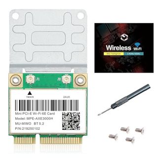 WiFi 6E Half Mini PCI-E WiFi Network Card 802.11AX AC MPE-AXE3000H 2.4GHz 5GHz 6GHz 5400Mbps Wireless Card BT5.2 MU-MIMO Mini PCIe Wi-Fi 6E Adapter OFDMA vPro for Windows 10/11 PC Laptops