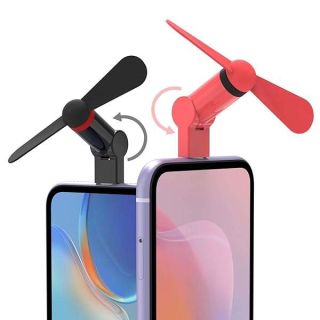 XNMBCRE Genuie Fan for iPhone(2 packs), Mini Fan with 180 Rotating, Strong Wind, Lightweight Compatible for iPhone, iPad, iPod and Any Lighting Devices. Upgraded Version (Black and Rose Red)