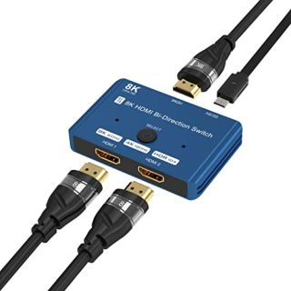 YIWENTEC HDMI 2.1 Ultra 8K HDR 10 Bi-Directional Switch 8K@60Hz 4K@120Hz 1in 2out 2in 1out High Speed 48Gbps Splitter(Singal Display) Converter Compatible with Xbox X PS5 Blue